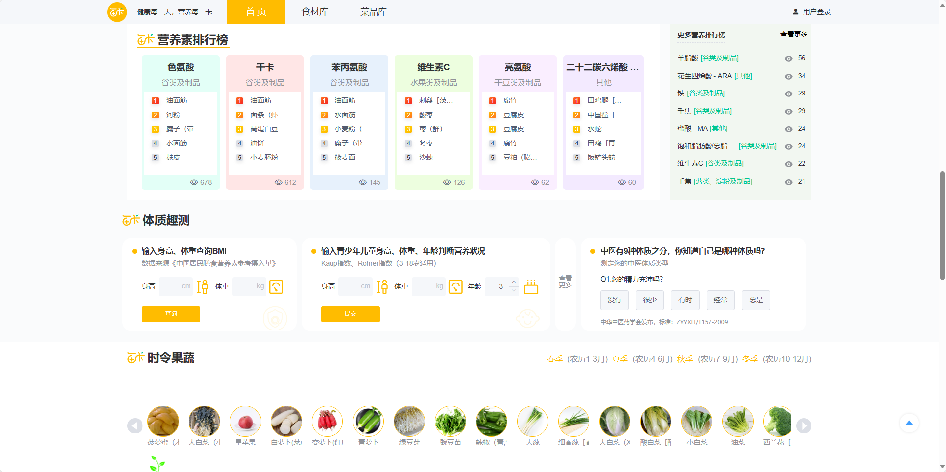 營養(yǎng)素排行+體質(zhì)測(cè)試 營養(yǎng)素排行+體質(zhì)測(cè)試